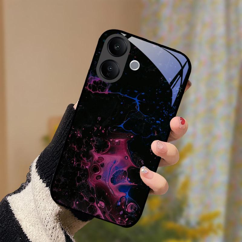 For VIVO V60 Lite V60Lite Case Fashion Painting Tempered Glass Cover For VIVO V 60 Lite Phone Shell Casing Anti Drop Fundas Capa