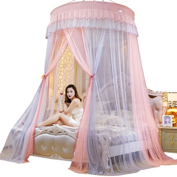 Romantic Princess Dome Mosquito Net Gradient Double Colors Lace Bed Canopy Three-door Hanging Bed Net