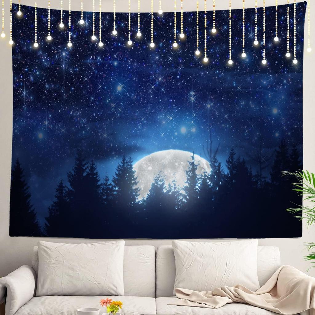 Northern Lights Wall Tapestry,View Over A Lake Green Storm Cloud Sky Wall Hanging Large Tapestry Decoration Polyester Fiber