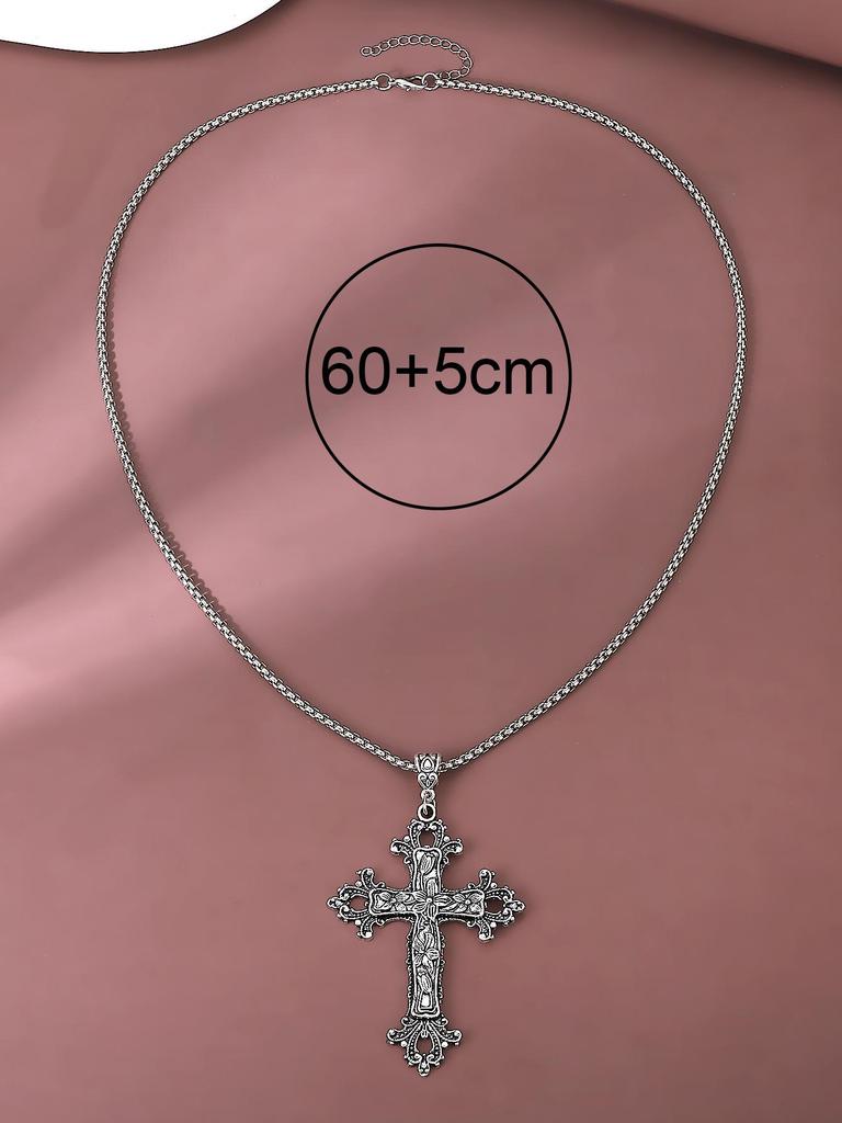 Women's Geometric Diamond Cross Necklace - European & American Punk Hip-Hop Style Choker
