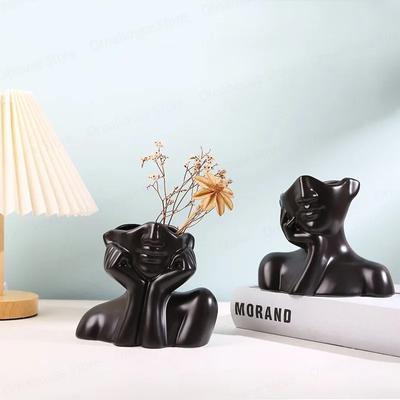 Creative Home Decoration Modern Desktop Ornaments Handicrafts Minimalist Foyer Decorations Portrait Art Ceramic Vases