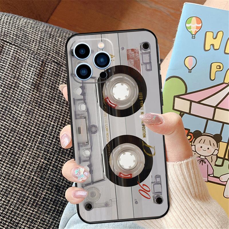 Cassette Tape Phone Case For iPhone 16 15 14 Pro Max 11 12 13 Pro Max Mini XR 16e 16 15 Plus Bumper Cover