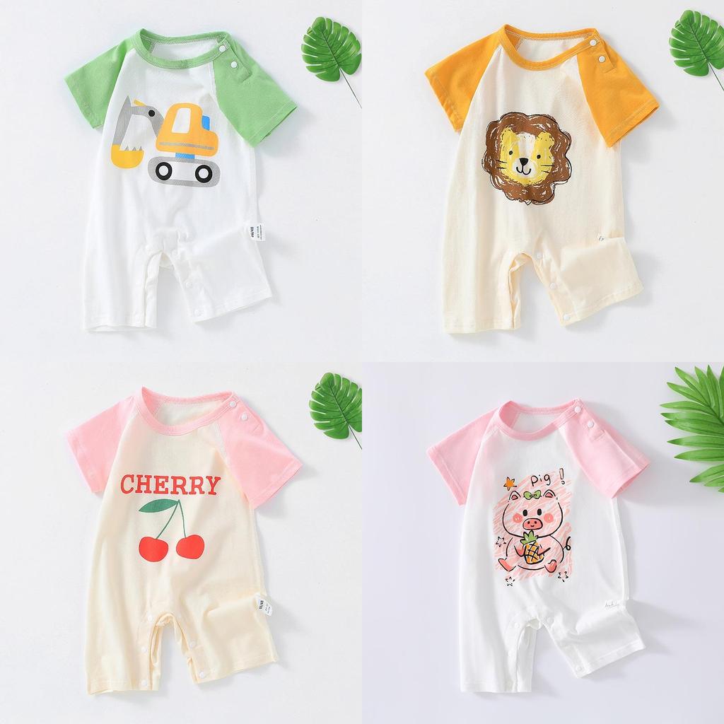 Baby Cotton Short Sleeve Romper With Bonefree Shoulder Closure For Newborns Summer Wear