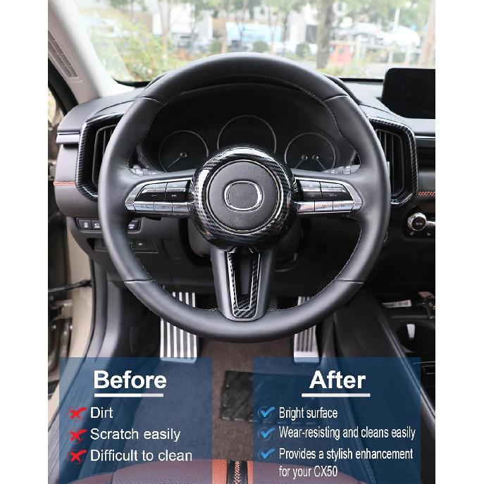 For Mazda CX-50 Mazda 3 CX-30 Steering Wheel Protective Trims Cover, Sporty Carbon Fiber Style Interior Accessories For Mazda CX50 CX 50  2024 2025