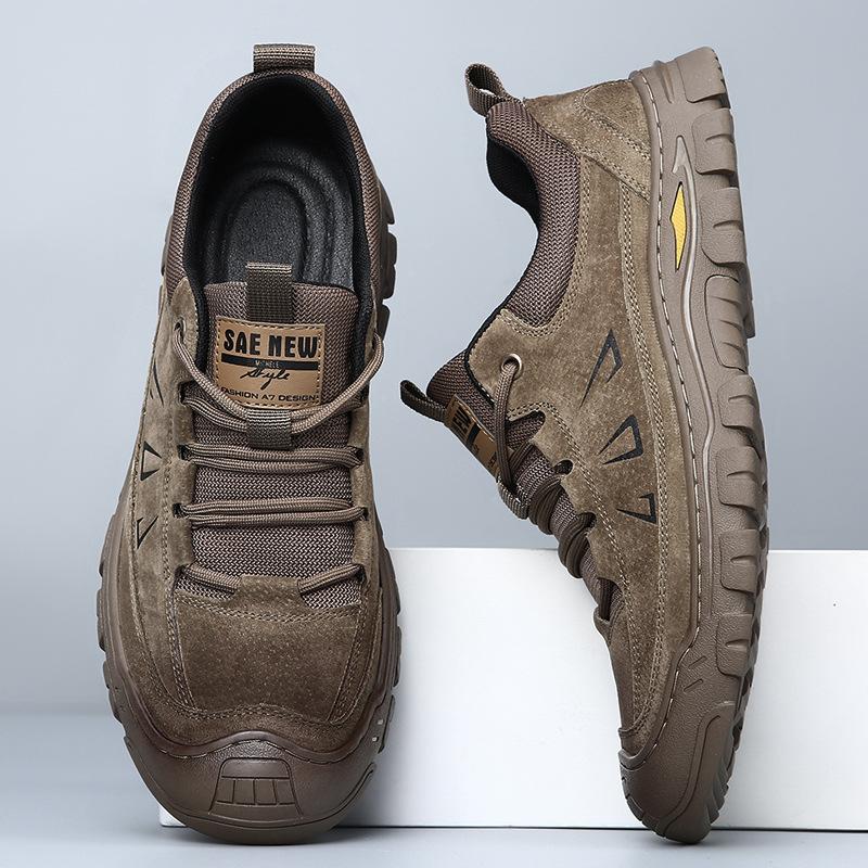 Men's shoes genuine leather men's casual wear-resistant mountaineering shoes outdoor platform hiking shoes men