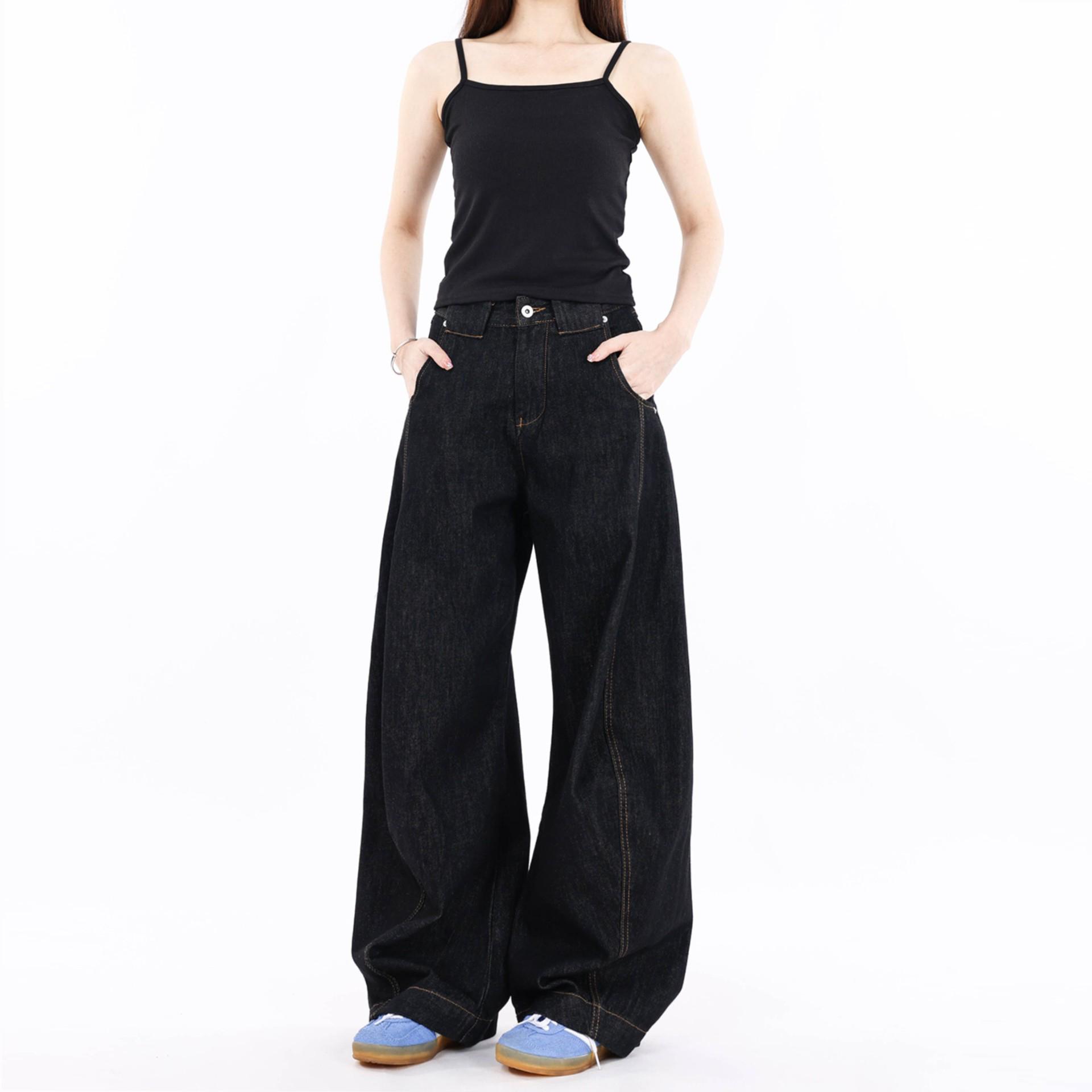 

American Scimitar Vintage Loose-Fit Wide-Leg Jeans for Men & Women Medium чёрный