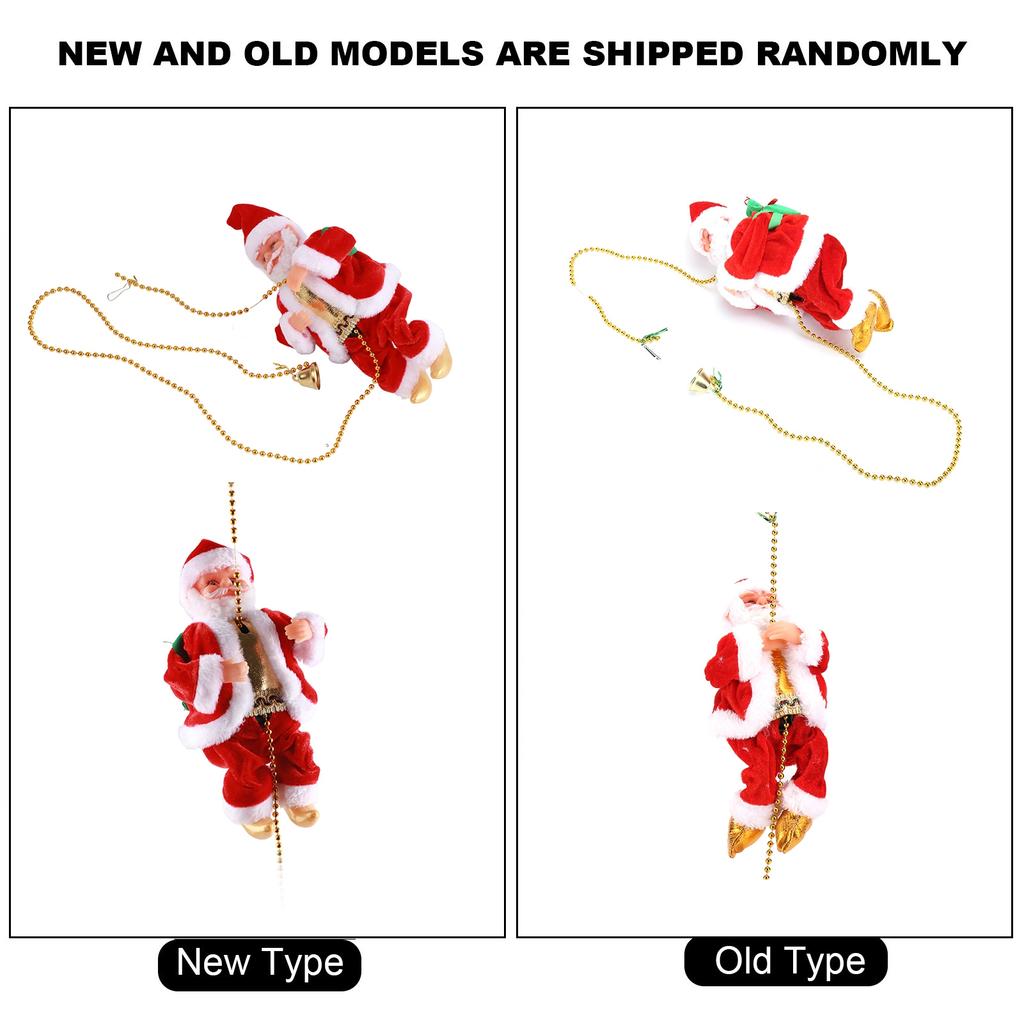 Christmas Doll Decoration Electric Climbing Santa Claus On Beads Chain Moving Figure Hanging Xmas Ornament Toys Santa Claus Doll