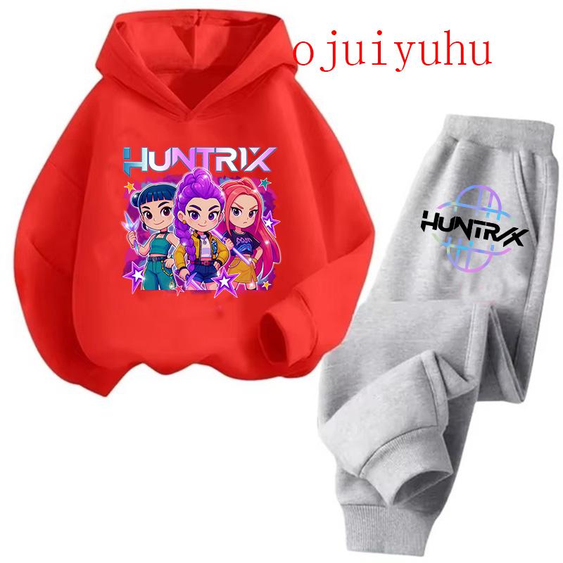 Children's Hoodie Movie Korean Style Sets Children Hoodies Kpop Demon Hunters Pullover Sweatshirt Trucksuit Cartoon Clothes