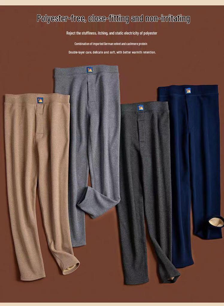 Men's and Women's Camel Hair Thermal Pants with Velvet Lining