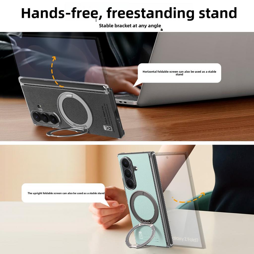 360 Rotating Ring Magnetic Hinge Protector Phone Case for Samsung Galaxy Z Fold 7 6 5 4 for Magsafe Charge Charging Cover
