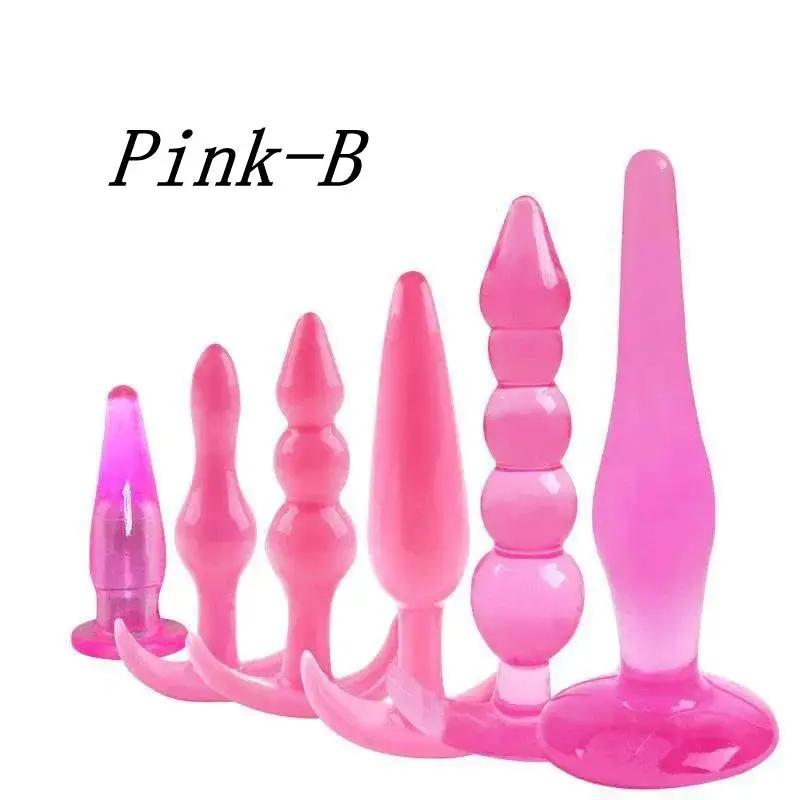 Anal Plug 6pcs Funny Butt Plug Backcourt Waterproof Silicone Comrades Adult Products Combination Set Massager Stick Training Kit