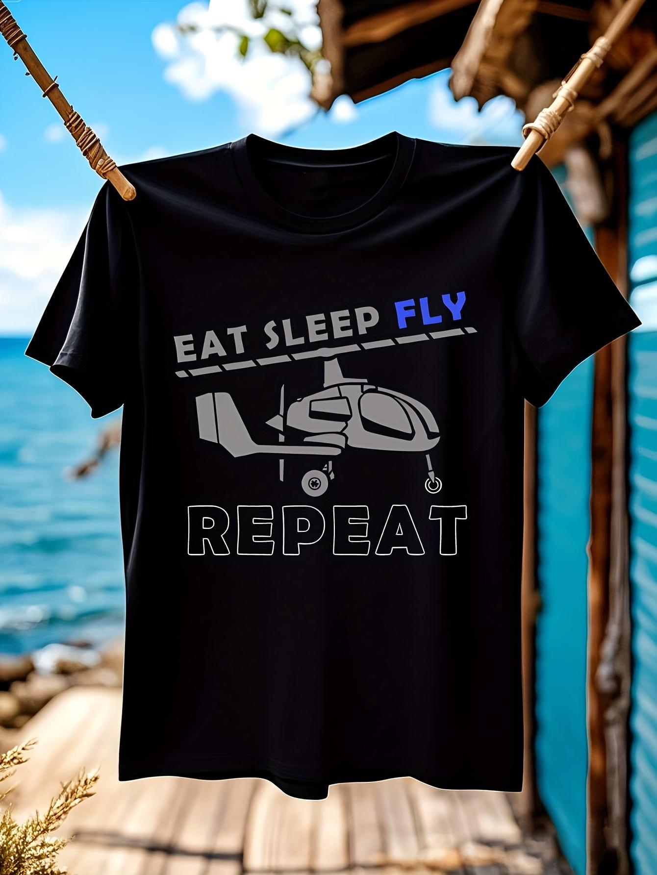 Gyrocopter Pilot Aviation Tshirt - Eat Sleep Fly Graphic ... XL