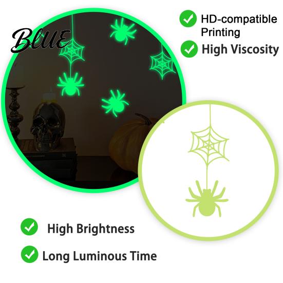 Home Office Window Display Art Halloween Glow in The Dark Wall Stickers Luminous Decals with Ghost Spooky Party Decorations for Castle Pumpkin