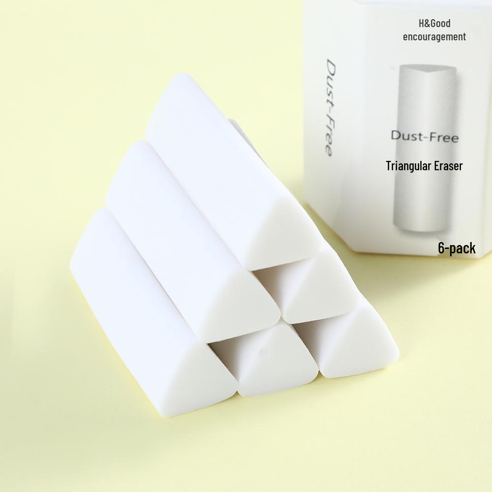 2B Triangle Eraser - Low Dust, Clean, No Residue, Vibrant Color, Ideal for Students and Art Practice. белый