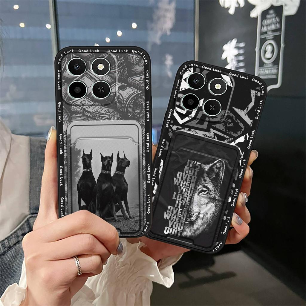 Cartoon Card Slot Phone Case For Honor X6c Durable Silicone Full Wrap TPU Fashion Design Cute Back Cover Waterproof
