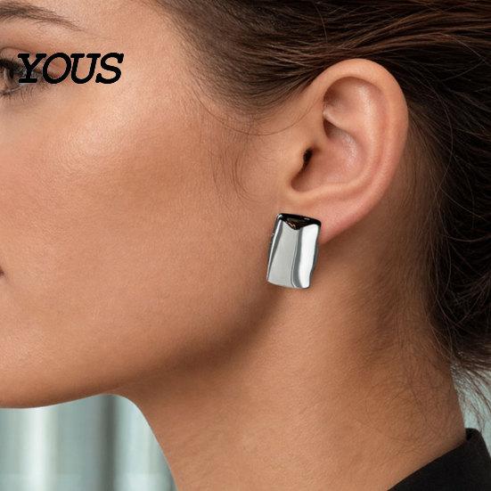 Comfortable Long-lasting Earrings 1 Pair Chunky for Women, Silver/Gold Statement Elegant Lightweight Drop Stud Earrings, Geometric Square Jewelry Gift