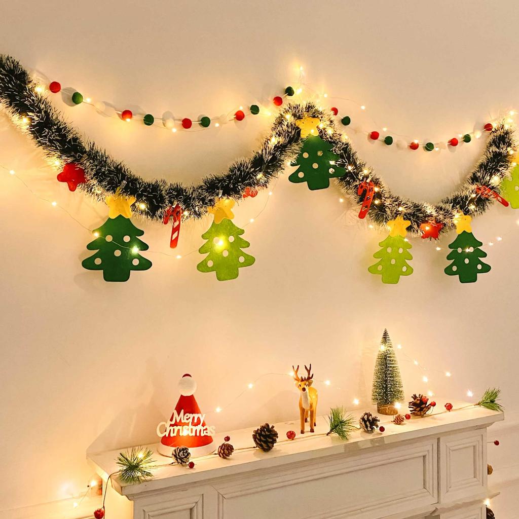 Christmas Tinsel Garland for Tree Ornaments and Wall Decor