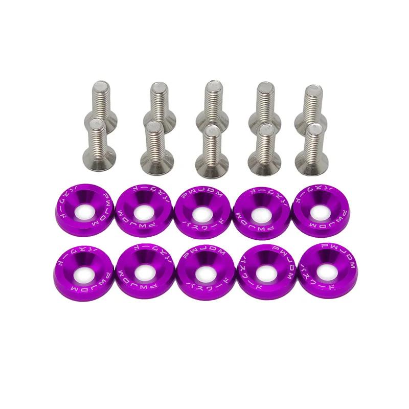 Car Modification Hex Fasteners 10 Pack M6 JDM Fender Washer Bumper Engine Concave Screws Fender Washer License Plate Bolts