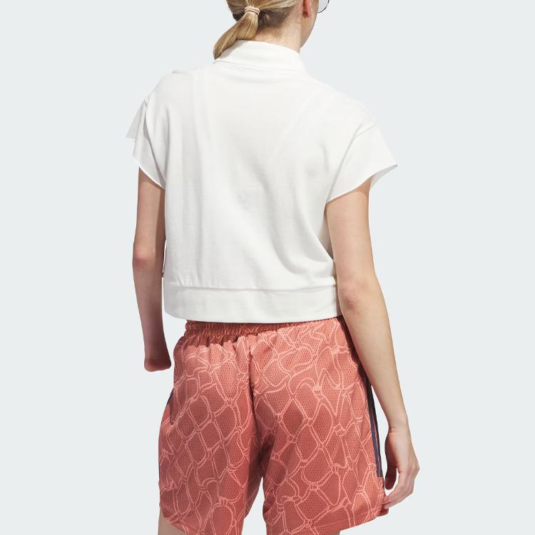 Adidas Originals Polo Shirt Solid Color Logo Sports Short Sleeve Polo Women Tops Han-Jade-White IJ5224