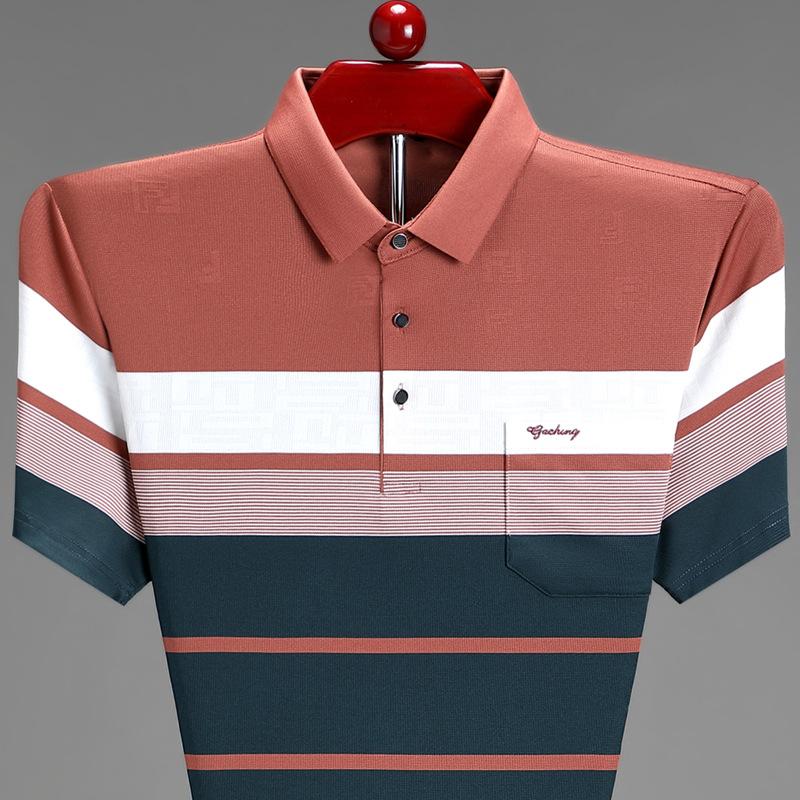 

Рубашка поло с коротким рукавом и полосатым лацканом, футболка среднего и зеленого цвета, мужская деловая нижняя рубашка 4XL