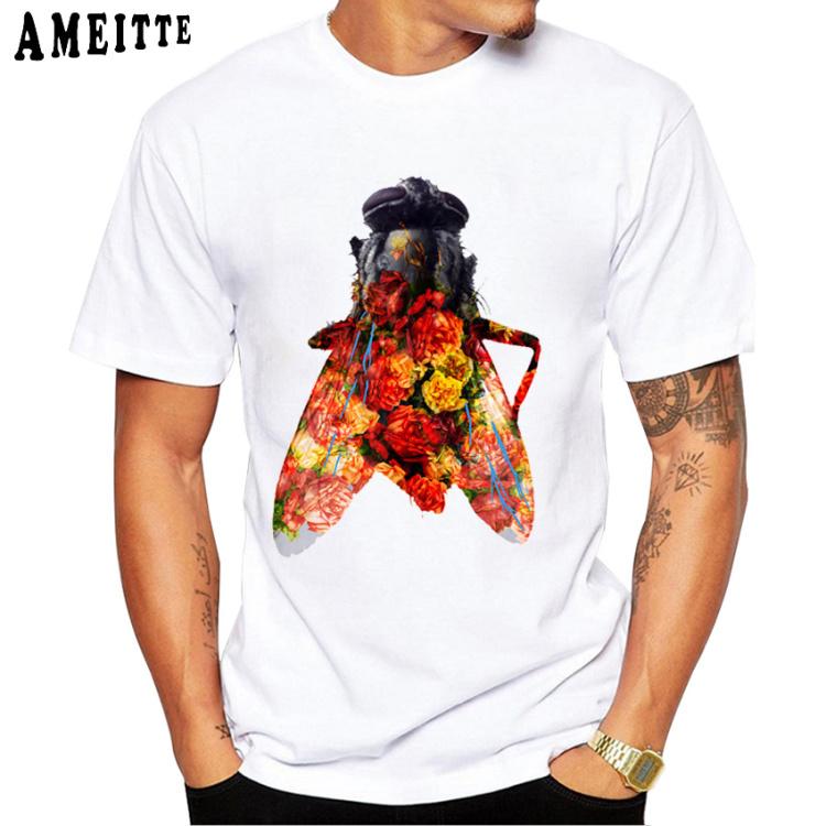 Colorful Natural Art The Bee King Printed T Shirt Summer Fashion Men T Shirt Funny Insect