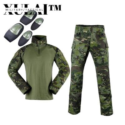 Uniformes militaires verts d'armée d'Airsoft de camouflage Multicam avec des genouillères de pantalons tactiques