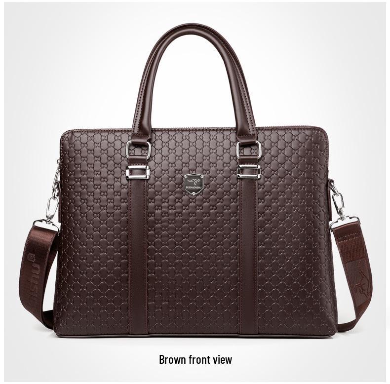 

Мужской кожаный портфель большой вместимости и сумка через плечо - Многофункциональная, повседневная деловая сумка темно-коричневого