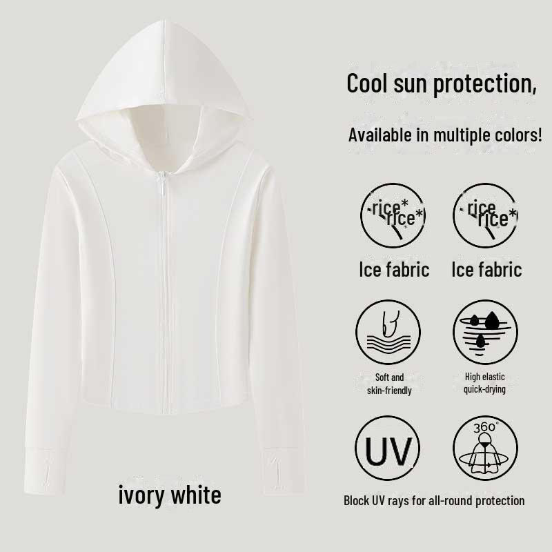 Jaqueta Feminina Slim de Seda Gelo com Proteção Solar - 2024 Top de Roupa Esportiva de Verão Resistente aos UV