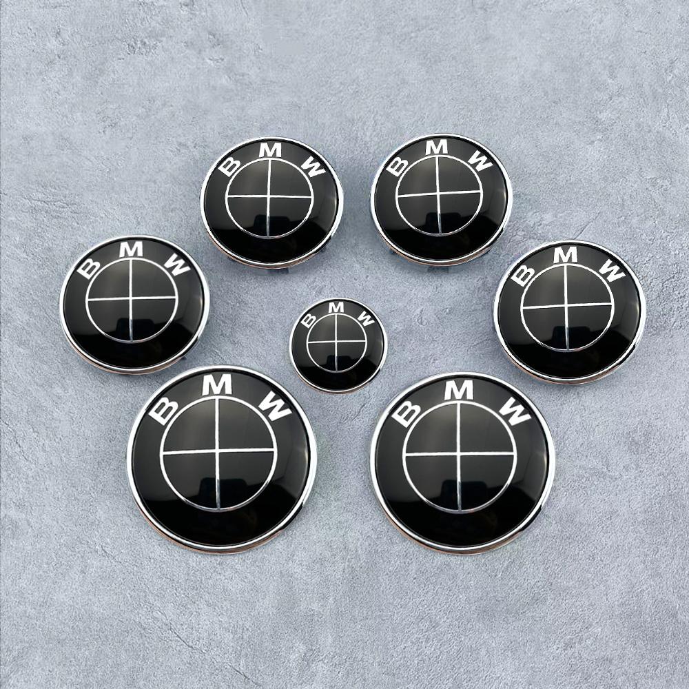 7Pcs car wheel center caps Blue-white Hood Emblem Rear Trunk logo For BMW mini E36 E46 F20 E90 E30 E91 F10 F30 X5 X3 accessories