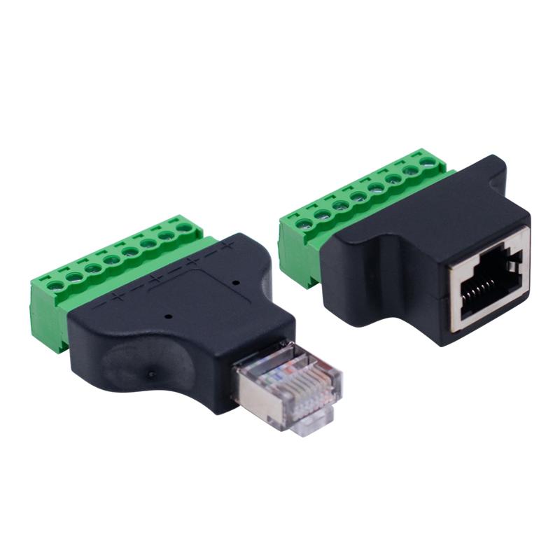 RJ45 to screw terminal Block 8p connector ethernet RJ45 Male Female to 8 pin screw terminal network adapter cable for CCTV DVR