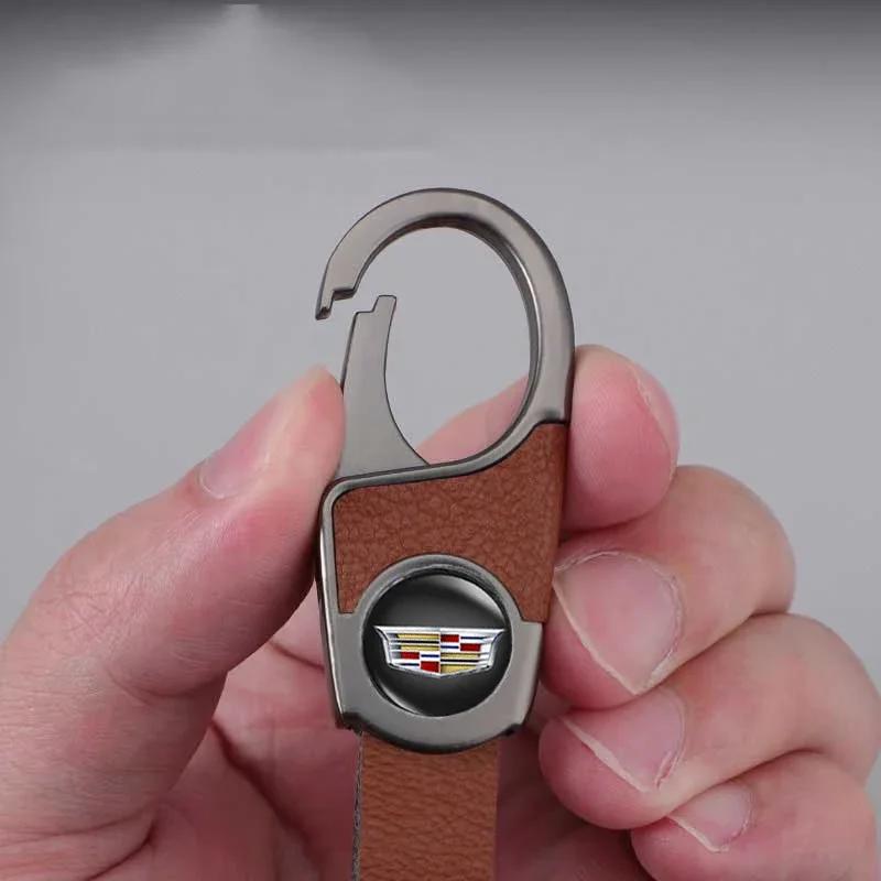 Pro Cadillac ATS BLS CT4 CT6 CTS ESCALADE EXT SLR SLS SRX STS XLR XT4 XT5 XTS Kožený přívěsek na klíče Držák na klíče s logem auta