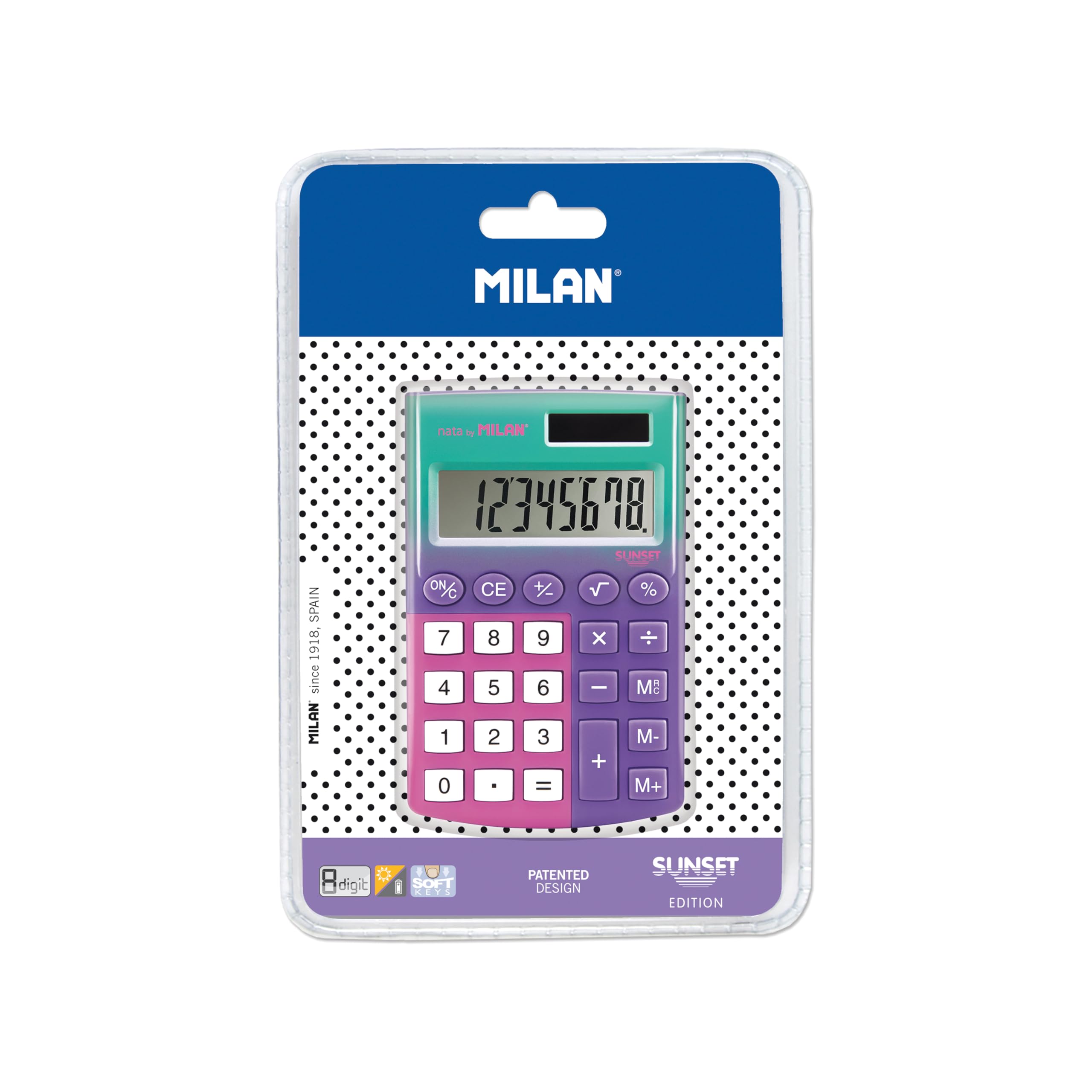 

Milan 8 digit calculator SUNSET pink lilac MLN151008SNPRBL &