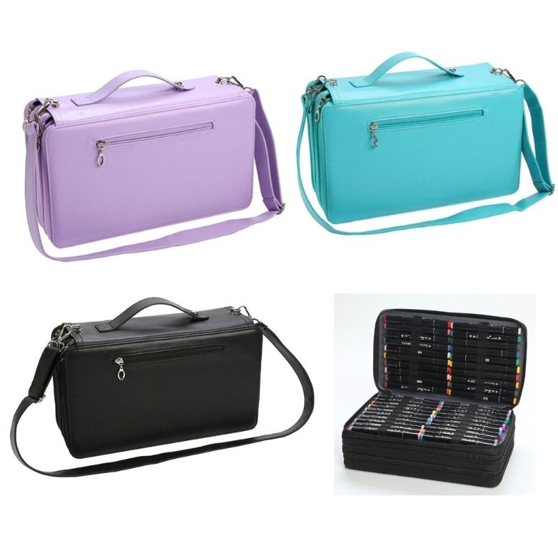 Large Marker Organiser Carrying Case 120 Slot Marker Storage Bag with Shoulder Strap for Brush Pen Art Supply Organizers