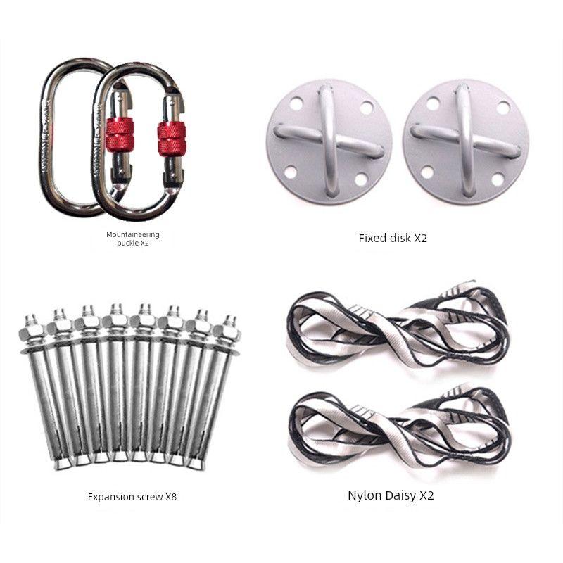 

Aerial Yoga Hammock Yoga Studio Dedicated For Home Fixed Plate Exercise Strap Accessories High-Altitude Single Point Silks and Satins Hang Rope [Standard double-point hammock accessories] 1 set