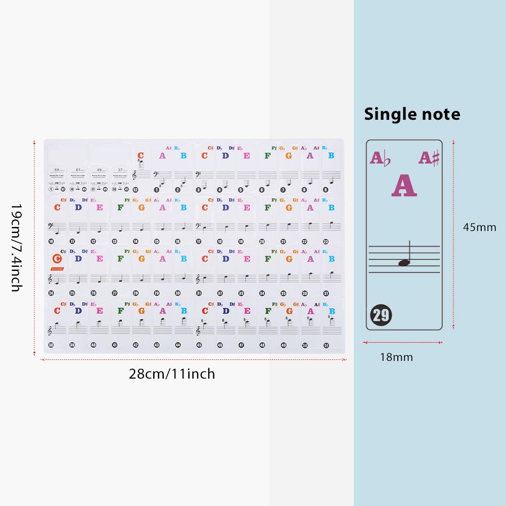 Transparent Removable Piano Key Board Sticker for 61 88 Key Electronic Pianos