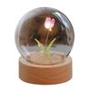1 Set Tulip Night Light Soft Lighting Wooden Base Battery-operated Easy Installation Decorative Energy-saving Creative Handmade Tulip Night Light
