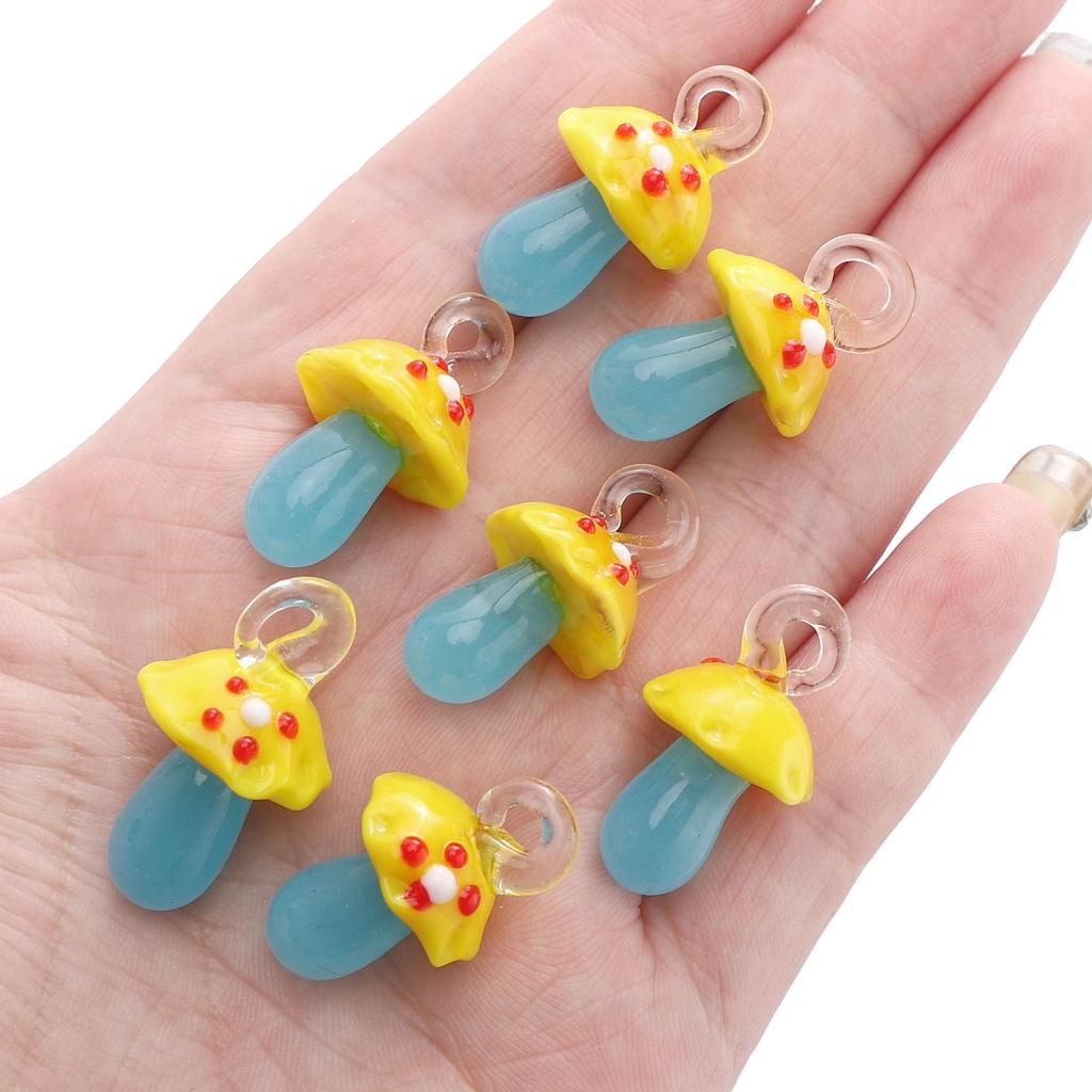 1 pezzo [17x16mm] Perline a forma di fungo in Vetro Colorato Dipinte a Mano Perline Fungo Tridimensionali Accessori Fai da Te per Gioielli Fatti a Mano