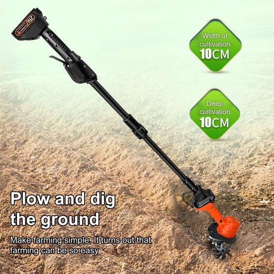 Cordless Mini Tiller Speed Ergonomic Design Cultivator Sharp Blades High Portable Battery Powered Electric