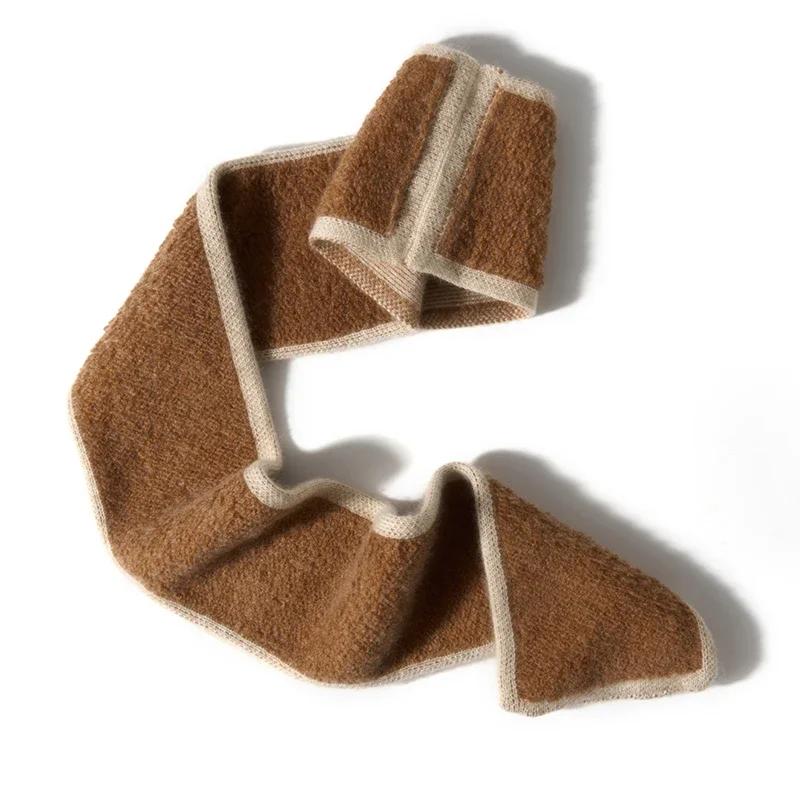 Cashmere Through-Hole Small Scarf Toweling Terry Knitted Neck Warmer Women Autumn Winter Cowl Men Soft Wool Cashmere Accessories