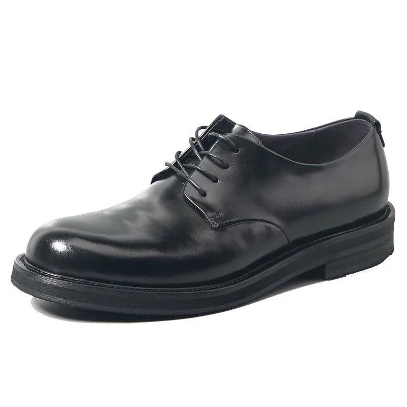 Luxury Genuine Leather Mens Business Dress Shoes Black Cap Toe Lace-Up Oxfords Company Office Wedding Party Formal Shoes for Men