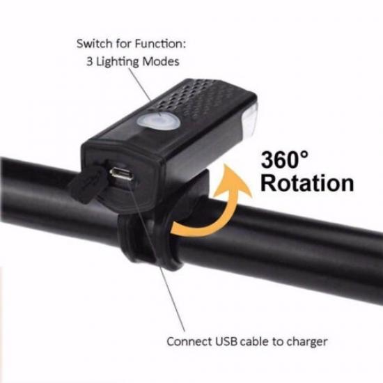 Bicycle Lights USB LED Rechargeable Set Mountain Cycle Front Back Headlight