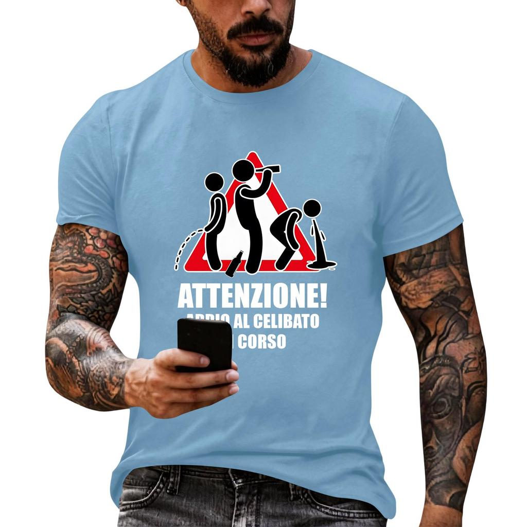 Men's Funny Party T-Shirt – 'Party in Progress' Print, Loose Fit Short Sleeve, Casual Tee for Parties
