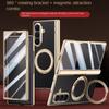 For Samsung Galaxy Z Fold 7  Leather 360° Swivel Bracket Magnetic Tempered Glass Front Membrane Anti-Drop Fingerprint Phone Case