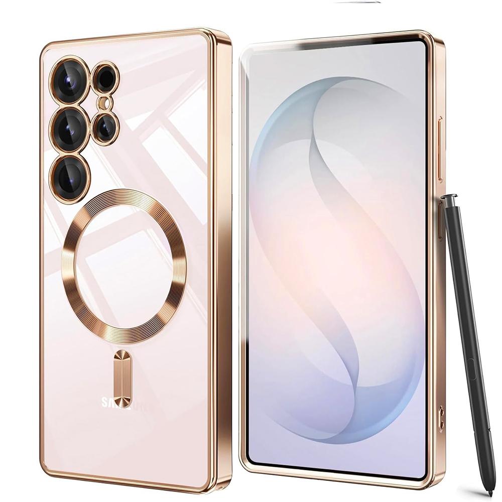 S26Ultra Magnetic For Magsafe Case For Samsung Galaxy S26 S25 Edge S24 S23 FE Ultra Plus S26+ Soft Clear Plating Silicone Shell