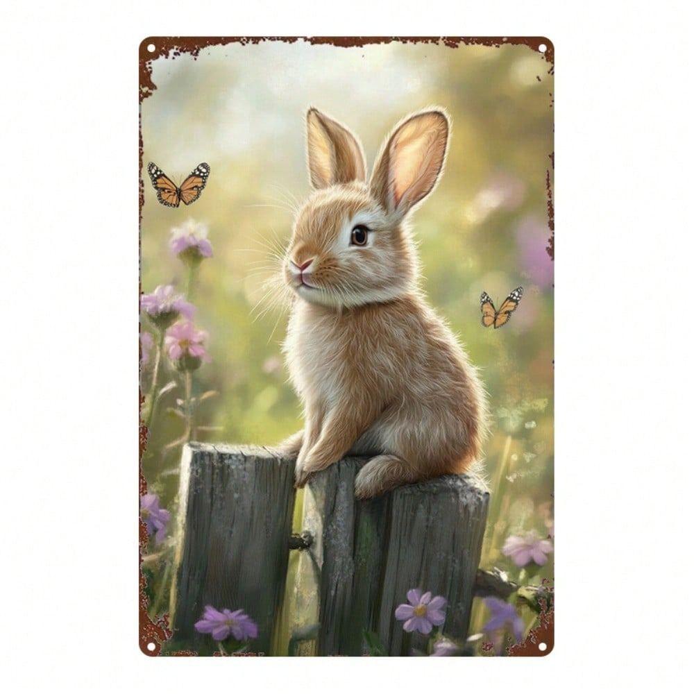 Vintage Metal Wall Art Rabbit Butterfly Decor Kitchen Living Room