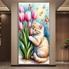 Diamant Mosaik Katze und Blume Tulpe Große Größe DIY Diamantmalerei Voll Quadratisch Rundbohrer Tiere Schmuck Kreuzstich-Sets Wanddekor