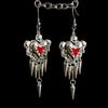 Abi Feng Gothic Punk Red Heart Skull Earrings with Rivets and Thorns