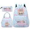 3Pcs/set Backpack for Girl School Teen Student Knapsack Women Rucksack with Lunch Bags Pencil Bag Fish Scale Style Bags