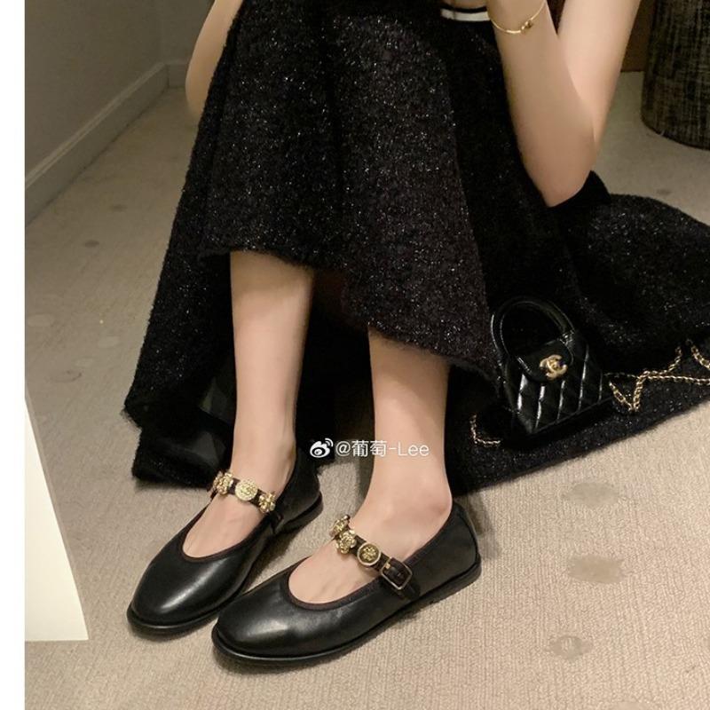 

Studiolee retro versatile leather enamel badge buckle with shallow mouth ballet single shoes women s autumn 35 чёрный