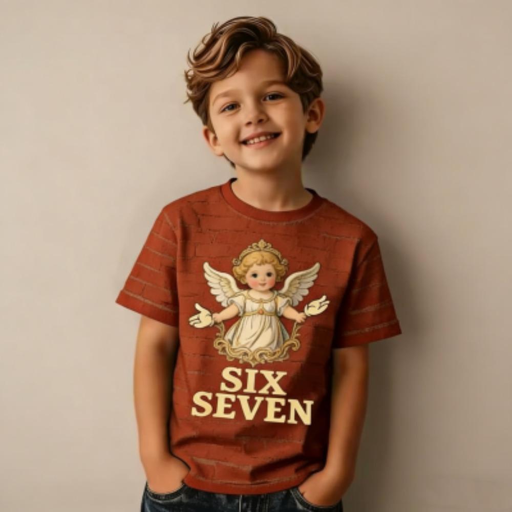 Summer Fun Cartoon 67 Six Seven Print Men's T-Shirts Fashion Street Short-Sleeve Outdoor Casual Tops for Men's and Women's Tees Top